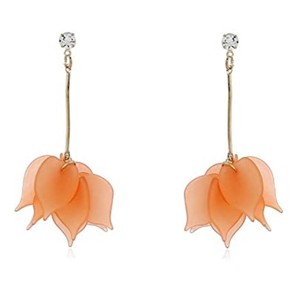 Acrylic Flower Petal Rhinestone Earrings*